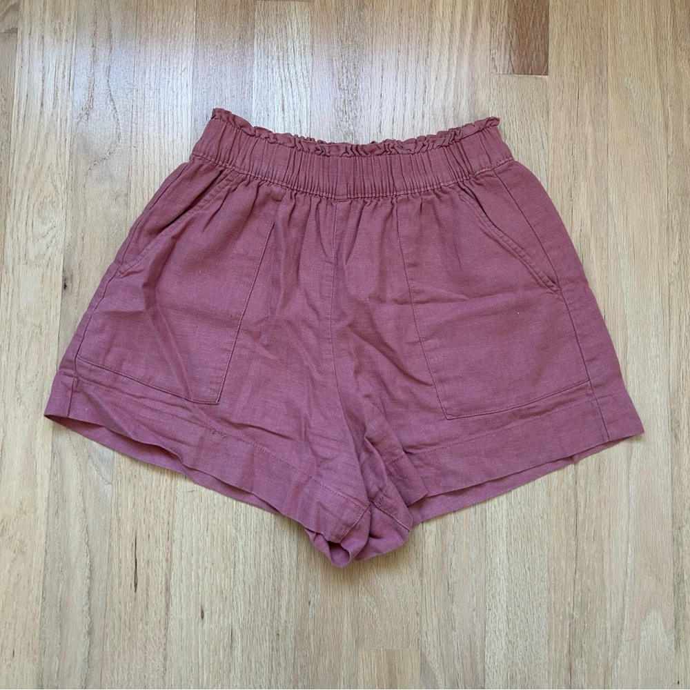 Abercrombie & Fitch High Waist Linen Pull-On Shorts